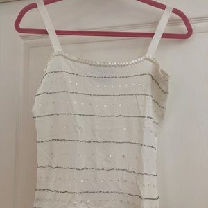 Cream color sweater top, sequined